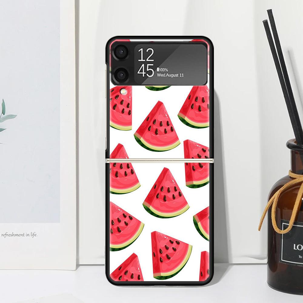 Арбуз Летний Фрукт Чехол для Телефона для Samsung Galaxy Z Flip 7 6 5 4 3 5G Flip3 Flip4 Flip5 ZFlip6 ZFlip7 Черный Fundas Gal