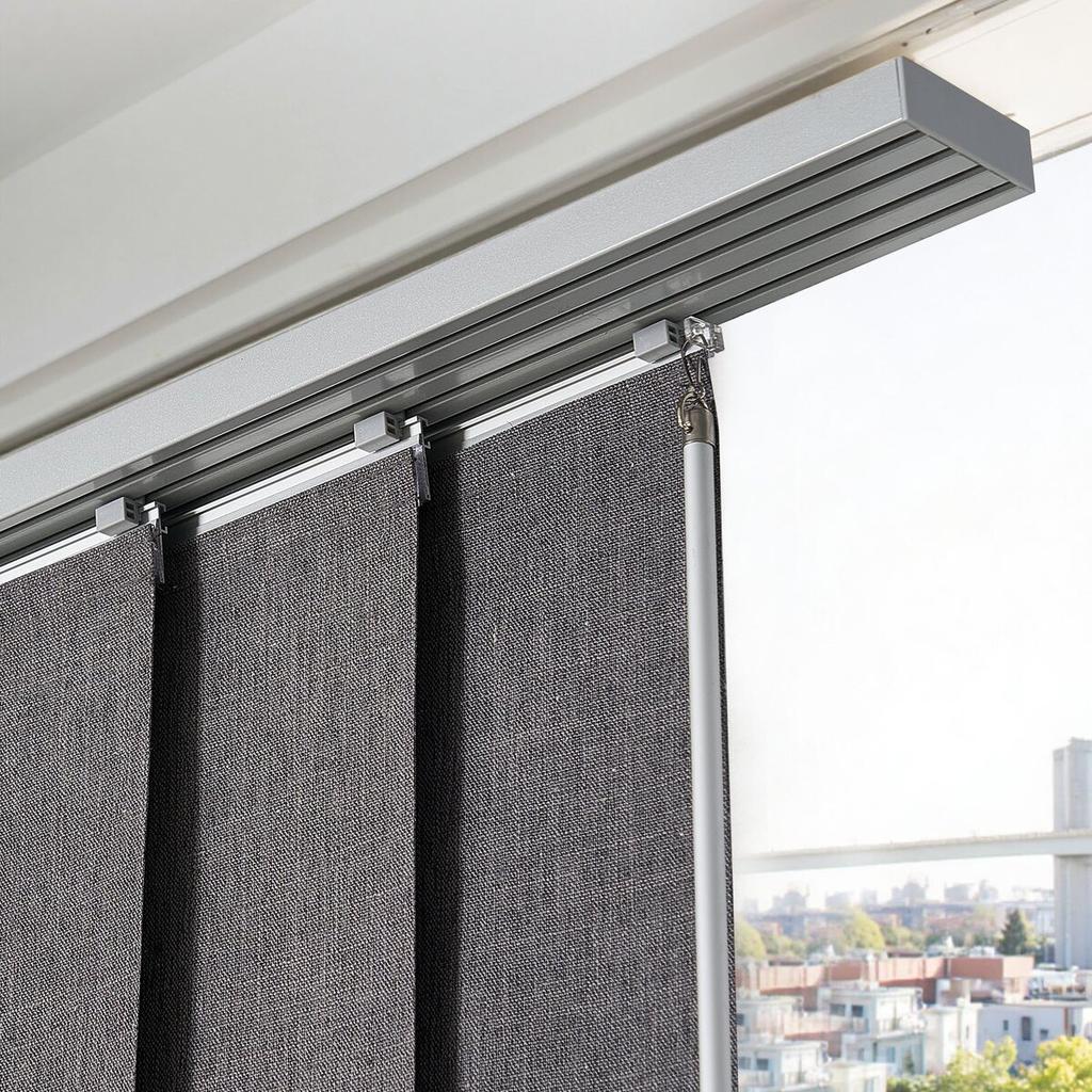 Panel Track Blinds Extendable Track 116 cm to 218 cm W Trimmable Dark Gray