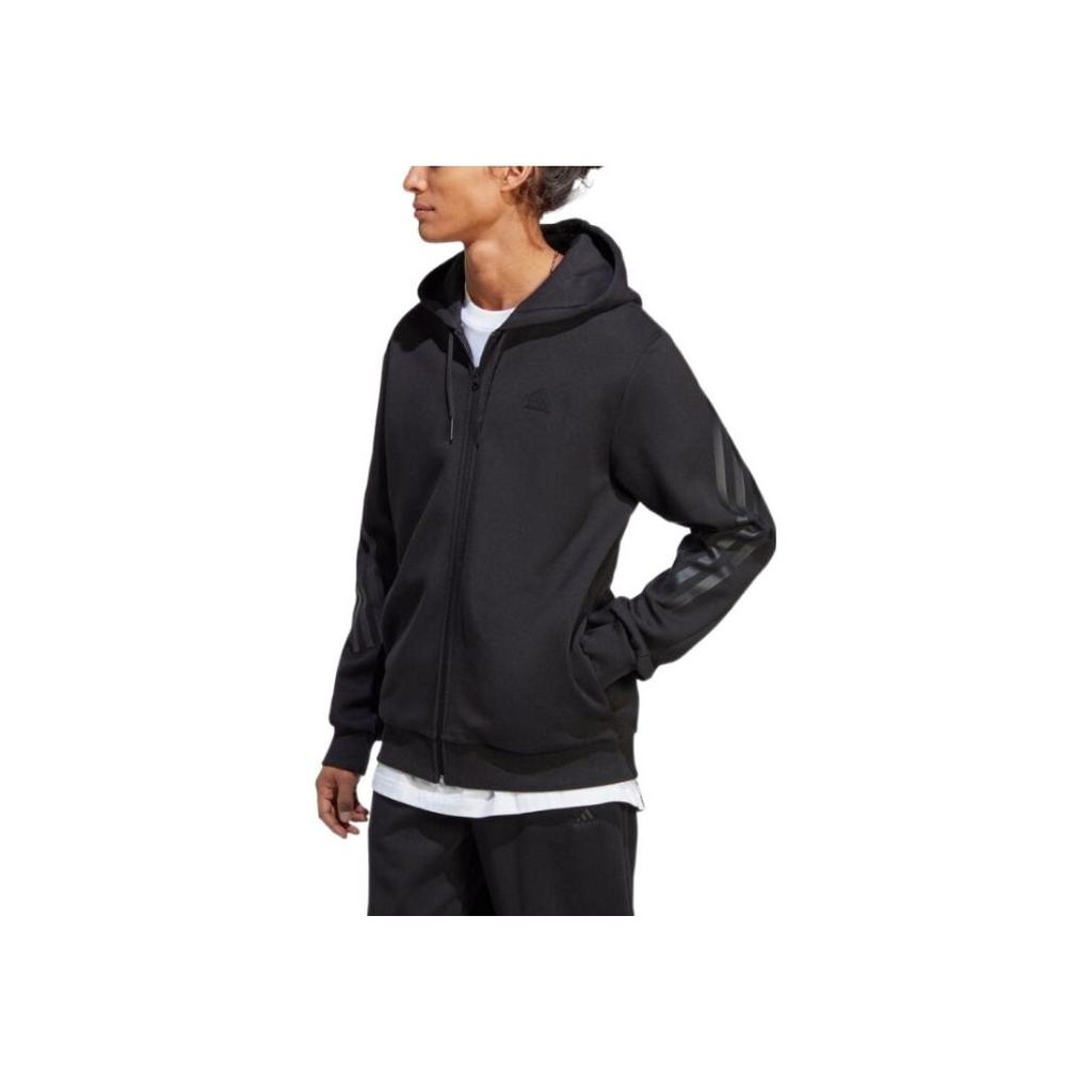 Adidas Толстовка с капюшоном на молнии с однотонным логотипом, мужская, черная IC8261