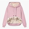 Womens Warm Winter Coat Thick Wool Hooded Jacket with Fur Lining Sweatshirt Top
