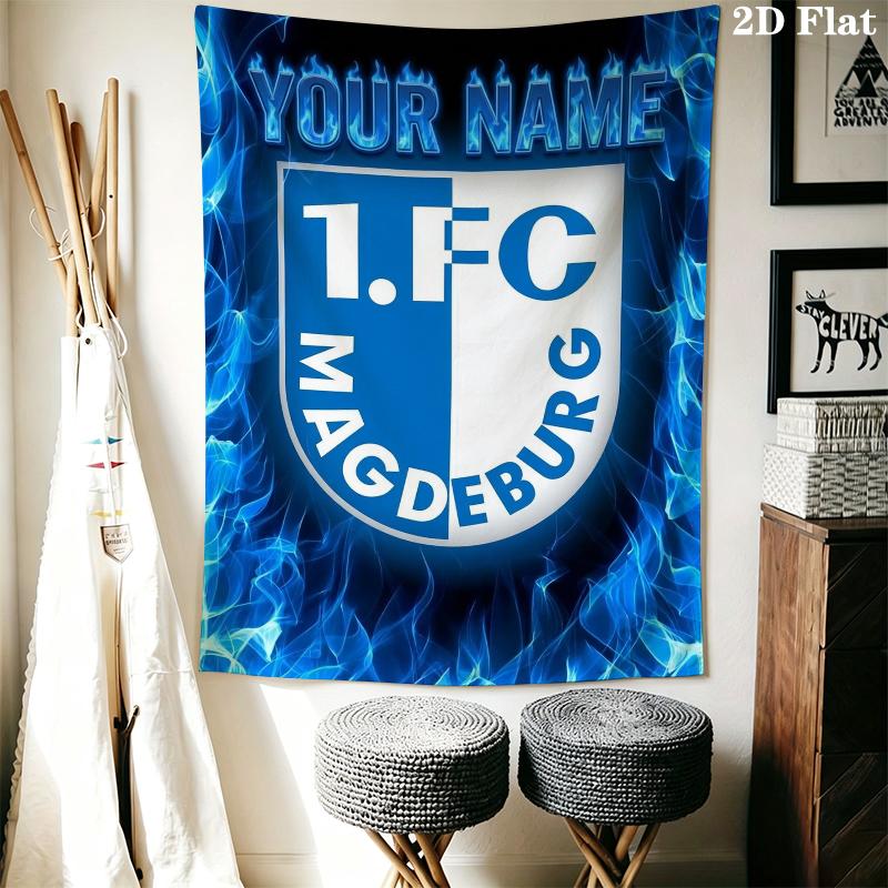 Custom Name FC Magdeburg Wall Tapestry Aesthetic Wall Hanging Printed Fabric Blanket Decorative Tapestries for Bedroom Living Room Home Decor