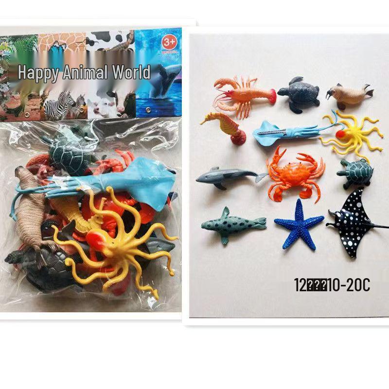 Детский игровой набор из мягкой резины «Морские животные»: Черепаха, Осьминог, Морской конёк, Акула