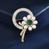 Luxury Fashion Zircon Baroque Pearl Brooch Blazer Delicate Flower Circle Corsage Accessories