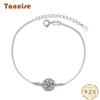 Tancise 925 Sterling Silver Moissanite Zircon Bracelet Jewelry Geometric Bead Chain Link Bracelets Fashion Fine Wedding Gift for Girlfriend Women