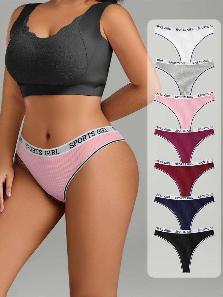 7 шт. женские стринги с низкой посадкой, сексуальное нижнее белье, спортивные трусики для девочек, хлопковые стринги, дышащие женские трусики, женское нижнее белье