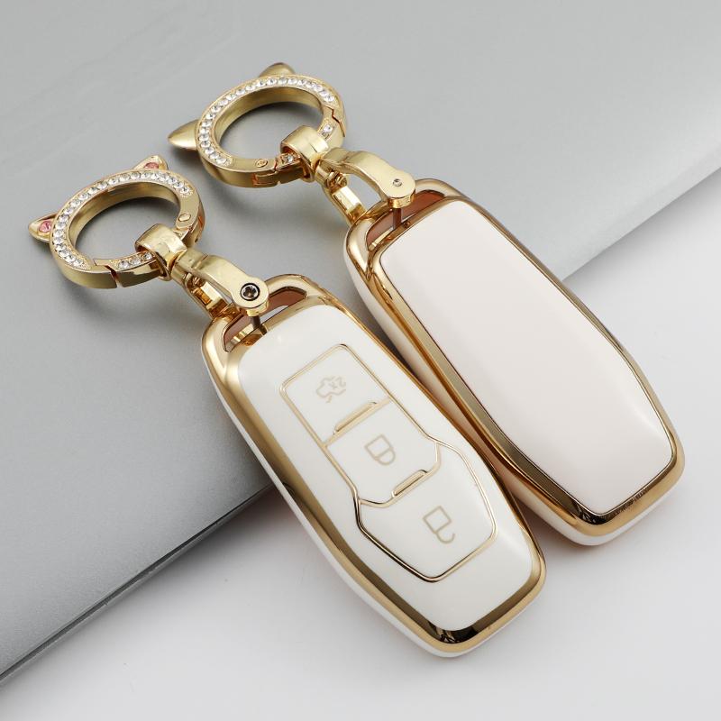 Soft TPU Car Remote Key Case Cover Holder For Ford Focus 3 4 ST Mondeo 5 MK5 Mustang F-150 Explorer Edge Fiesta Kuga MK3 4 Keychain Accessories
