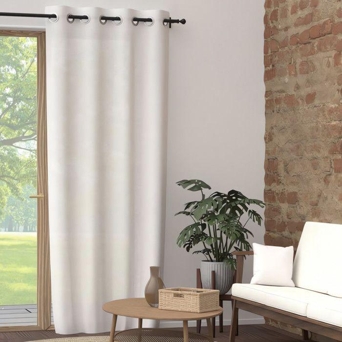 Pure Cotton Eyelet Curtain 135x300 Cm PANAMA White, by Soleil d'Ocre