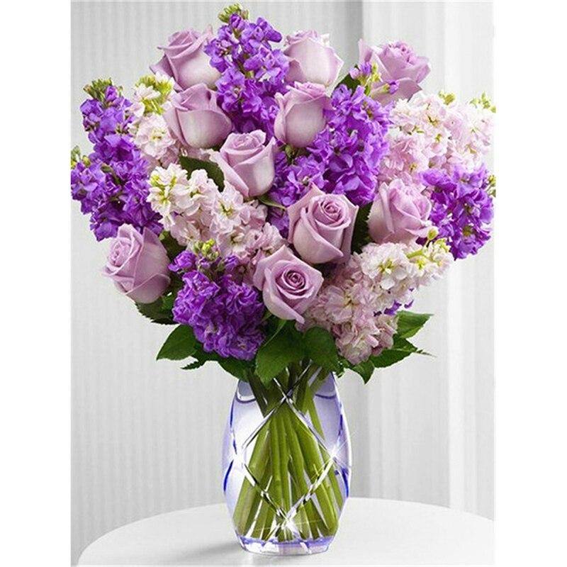 DIY цветок 5D алмазная живопись вышивка крестом полный круглый стразы сиреневый лавандовый бриллианты хобби домашний декор