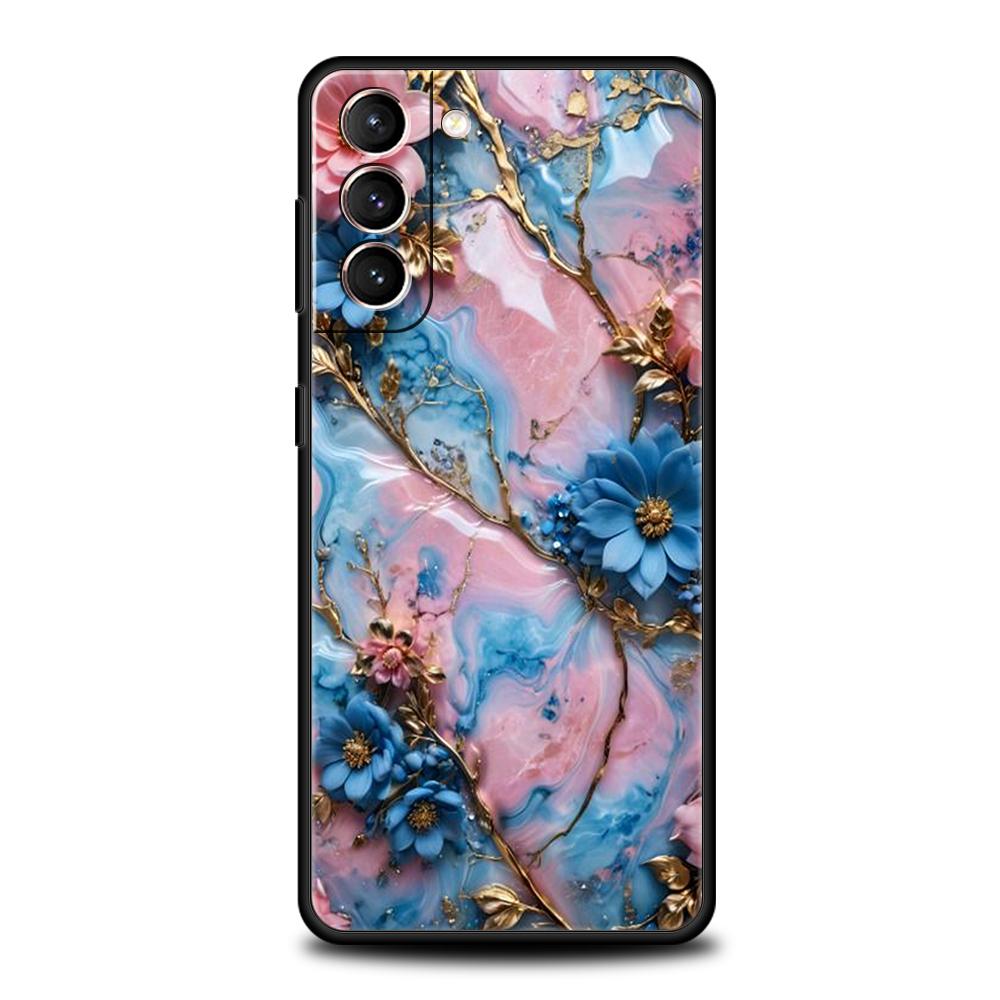 Цветочный Мраморный Чехол Для Телефона Для Samsung Galaxy S25 Edge S24 S23 S22 Ultra S20 S21 FE 5G S10 S9 Plus S10E Мягкий Чехол