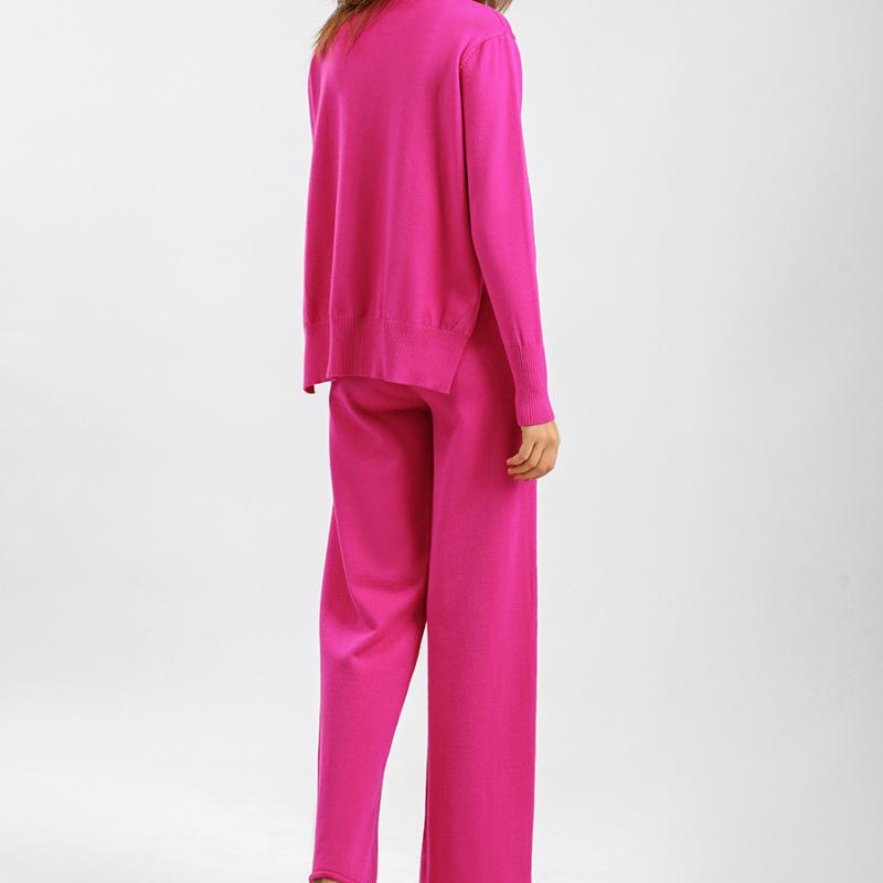 Вязаный свитер 2 комплекта женских новых осенне-зимних свободных повседневных широких брюк Network Red Temperament Slim Fit All Matching Clothing