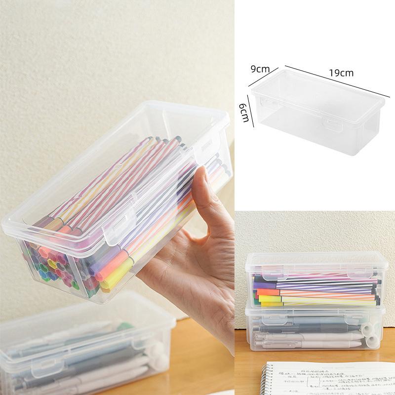 1 шт., пластиковый пенал большой емкости, штабелируемый полупрозрачный прозрачный пенал, органайзер, коробка для хранения канцелярских принадлежностей
