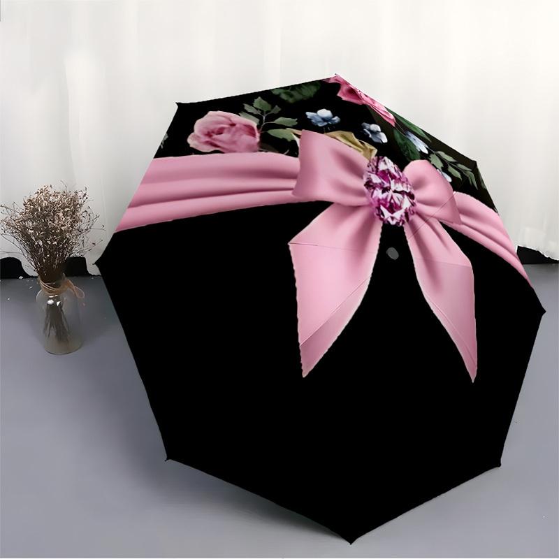 1pc Floral Prints Automatic Open/Close Umbrella with Windproof, 8-Rib Sturdy Canopy, , Outdoor Accessory, Ideal for Gifts yy251117120