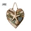 Natural Jute Rope Wall Art Rustic Coastal Heart Shape Hanging Ornament with LED Light, Distressed Farmhouse Pendant Driftwood Sign Wood Beads