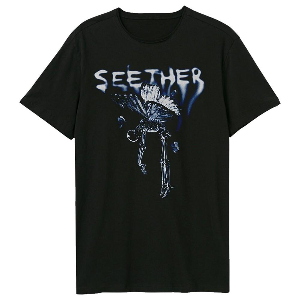Vintage SEETHER BUTTERFLY Cotton Black Full Size Unisex Shirt Unisex T-Shirt