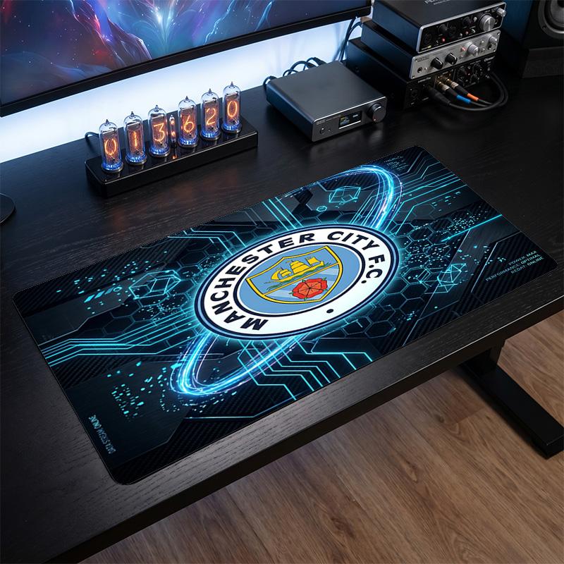 Большой игровой коврик для мыши с принтом Manchester City, нескользящий мягкий резиновый коврик для рабочего стола, декор для офисного ноутбука