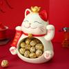 Lucky Cat Storage Tray Statue Resin Sculpture Sundries Candy Storage Box Fortune Cat Figurine Key Holder Living Room Home Decor