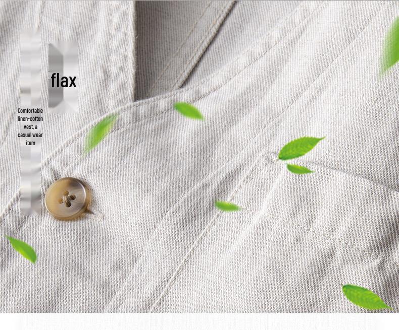 Мужской жилет свободного кроя в японском стиле из льна и хлопка - Модная повседневная безрукавка с V-образным вырезом большого размера