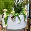 Hanging Flower Pot Edge Frog Decorative Ornaments Resin Hanging Decorative Glass Fish Tank Pendant Desktop Figurines