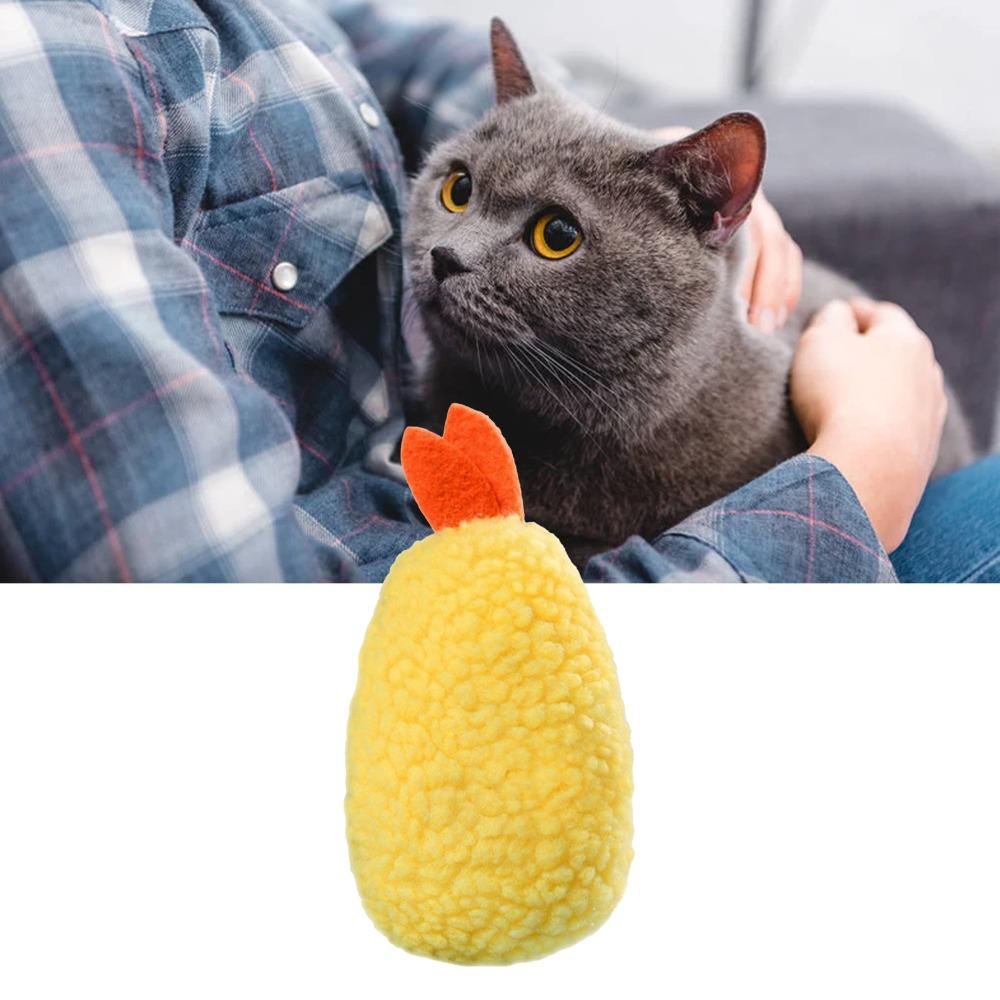 Bright Vivid Hue Squeaky Plush Toy Cartoon Shrimp Shape Interactive Pet Toy Home Entertainment