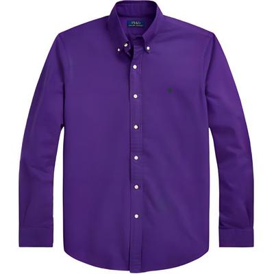 Polo SS23 однотонная хлопковая рубашка Oxford с длинным рукавом мужские рубашки фиолетовые MNPOWOV16822695-500