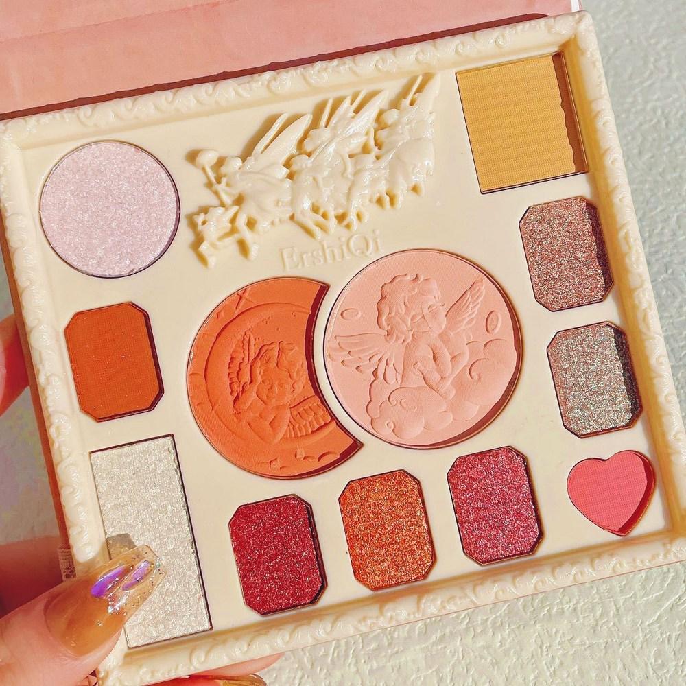 Тени для век ErshiQI, 01. Интегрированная пластина для румян Hot Angel 12 цветов, 1 шт.