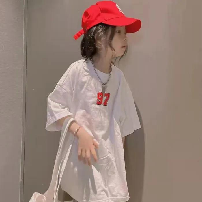 Летнее платье для девочек Свободного кроя Повседневная футболка Юбка Короткий рукав Баскетбольная форма