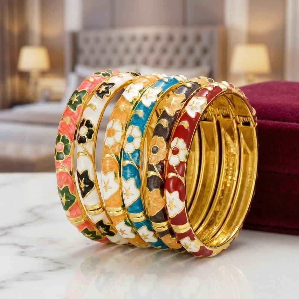 Floral Colorful Flower Bangle Traditional Women's Hand Bracelet  Jewelry Gifts