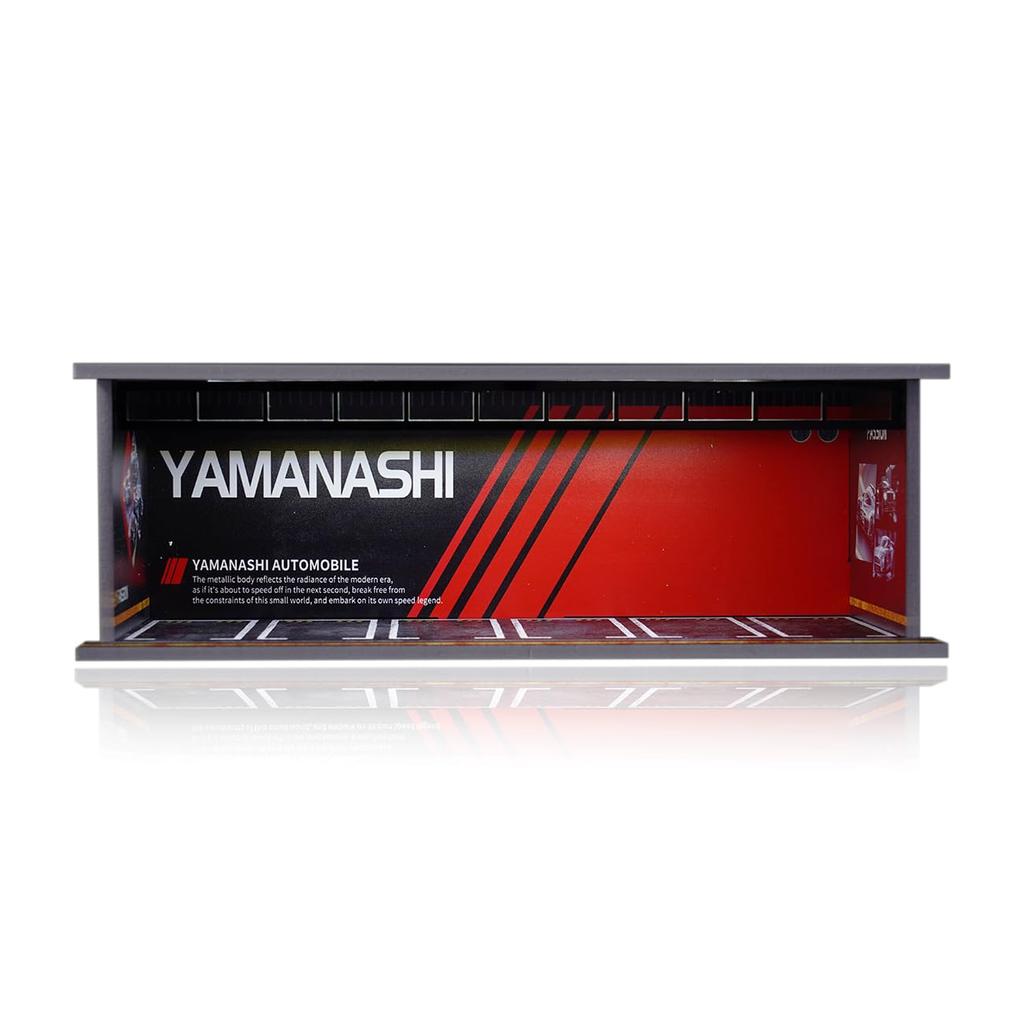 LAHPAVER Tomica Storage Garage, 1/64 Scale LED Parking Garage, Hot Wheels Display Case, Matchbox, Stackable Dustproof Model Garage (Black and Red)