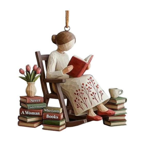 Просто девушка, которая любит книги, Рождественское украшение 2D плоский акрил, для любителей чтения, подвесное