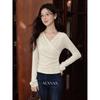 Women's V-Neck Knitted Long Sleeve Pullover