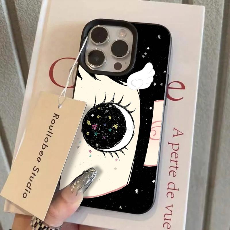 Мультяшный Аниме Сияющие Глаза Милый Чехол для Телефона для IPhone 17 16 15 14 13 Pro Max Y2k Девушка Сверкающие Большие Глаза Задняя Крышка Телефона Capa