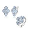 2023 New  Natural Sky Blue Topaz Gemstone Jewelry Set Fine Big Earrings Rings for Women Nice Gift