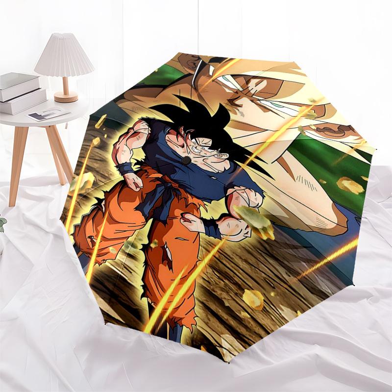 1pc Dragon Ball Z Goku Super Saiyan Automatic Folding Umbrella Portable 3-Fold Design with Iron Frame Outdoor for Fans, Travelers, Everyday Use Perfec