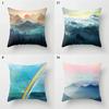 Watercolor Blue Landscape Pillowcase Ocean Forest Sunset Rainbow Decoration Hold  Sofa Office Cushion Cover Home Decor