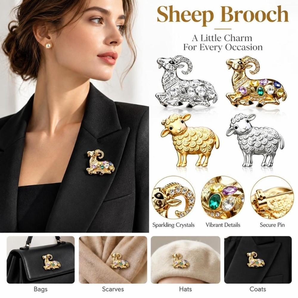 Inlaid Sheep Brooch Alloy Cardigan Clip Gifts Lapel Pin for Women