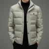 Пуховик с воротником-стойкой, мужская осенне-зимняя новая белая рабочая куртка на утином пуху, теплая повседневная куртка-пуховик