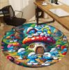 Blue Smurfs Pattern Round Rug, Indoor/Outdoor Mat, for Picnic, Gameroom, Bedroom, Office, Living Room, Home Decor Carpet, Birthday Gift