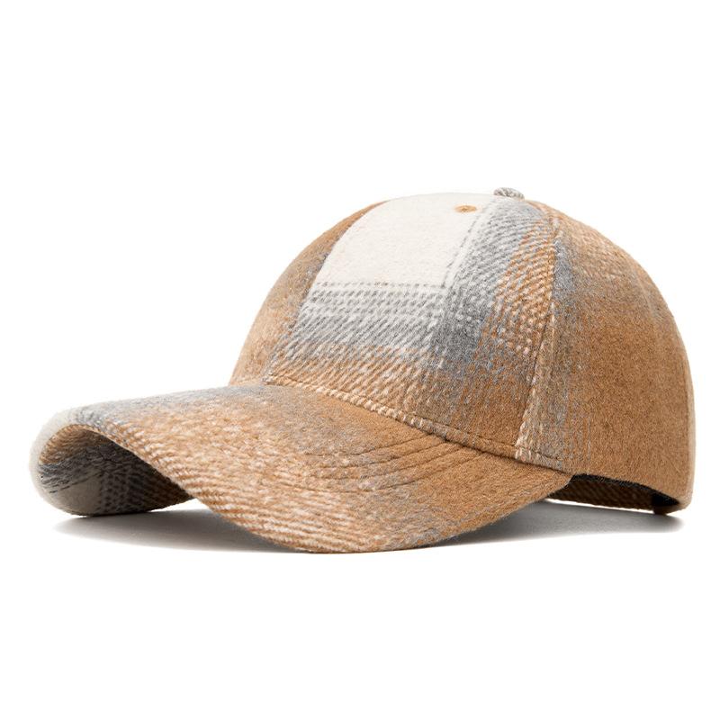 Retro plaid baseball cap women's autumn and winter polished tie-dyed cap men's warm sun hat