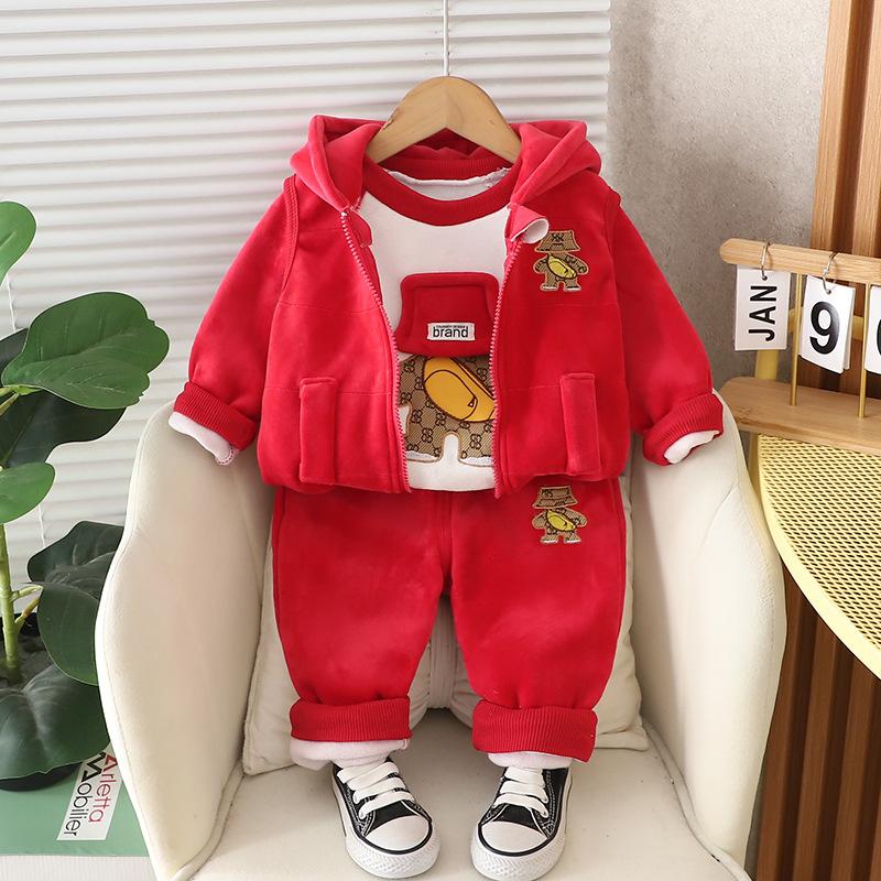 1-4 года Winner Baby Boys Clothes Cute Lion Autumn Boys Clothing Sets Coat + Vest + Bruins Boys Suits Children's Clothing