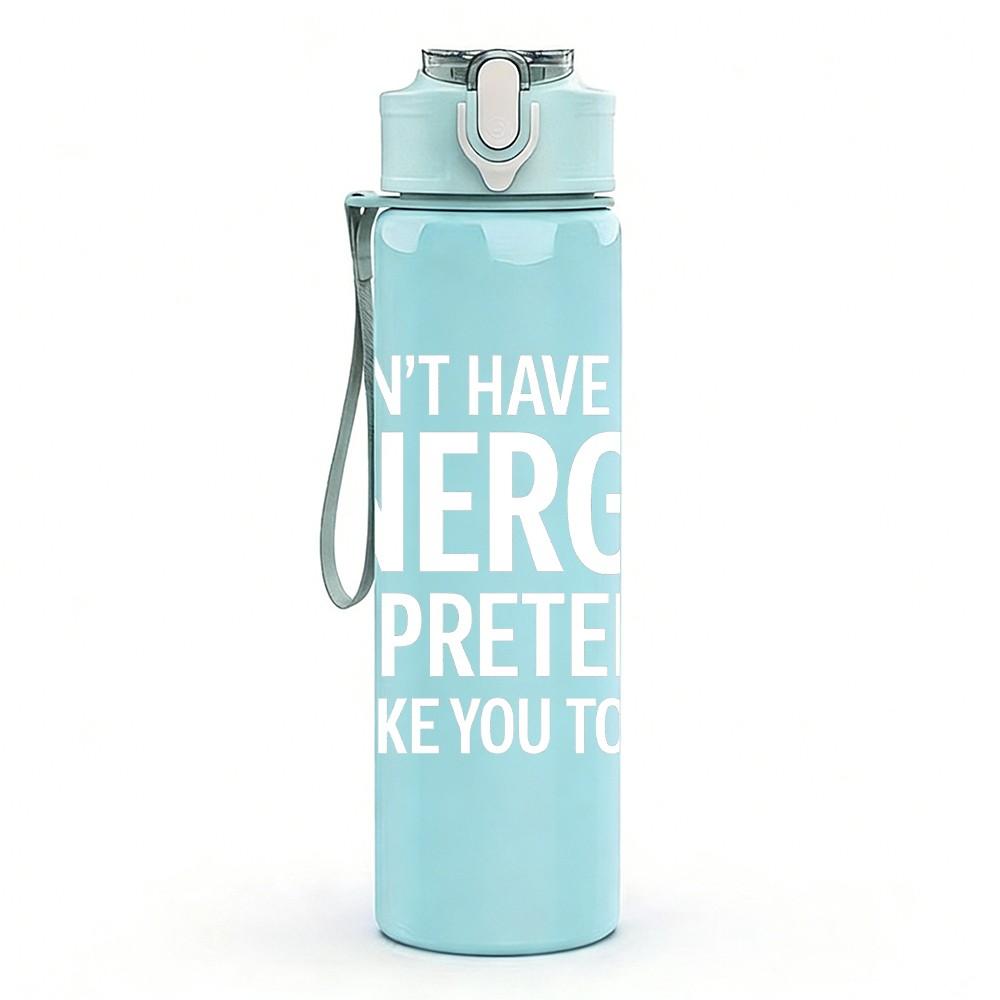 1PC Light Up Energy Pretend White Graphic 750ml Color Plastic Sports Water Bottle Leakproof Flip Straw Lid Suitable for Sports Office Home Use