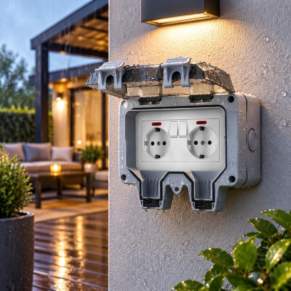 IP66 Waterproof Socket Box PC Material Electrical Outlet Enclosure Weatherproof Socket  Parking Lot