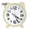 Cartoon Desk Clock Cat Ear Alarm for Kids, Silent Non-Ticking Metal Analog Battery Powered Clock, Home Office Decor Clear Number