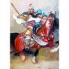 Постер-фреска с изображением Гуань Юй, выполненный в технике суми-э, на крафт-бумаге, в раме