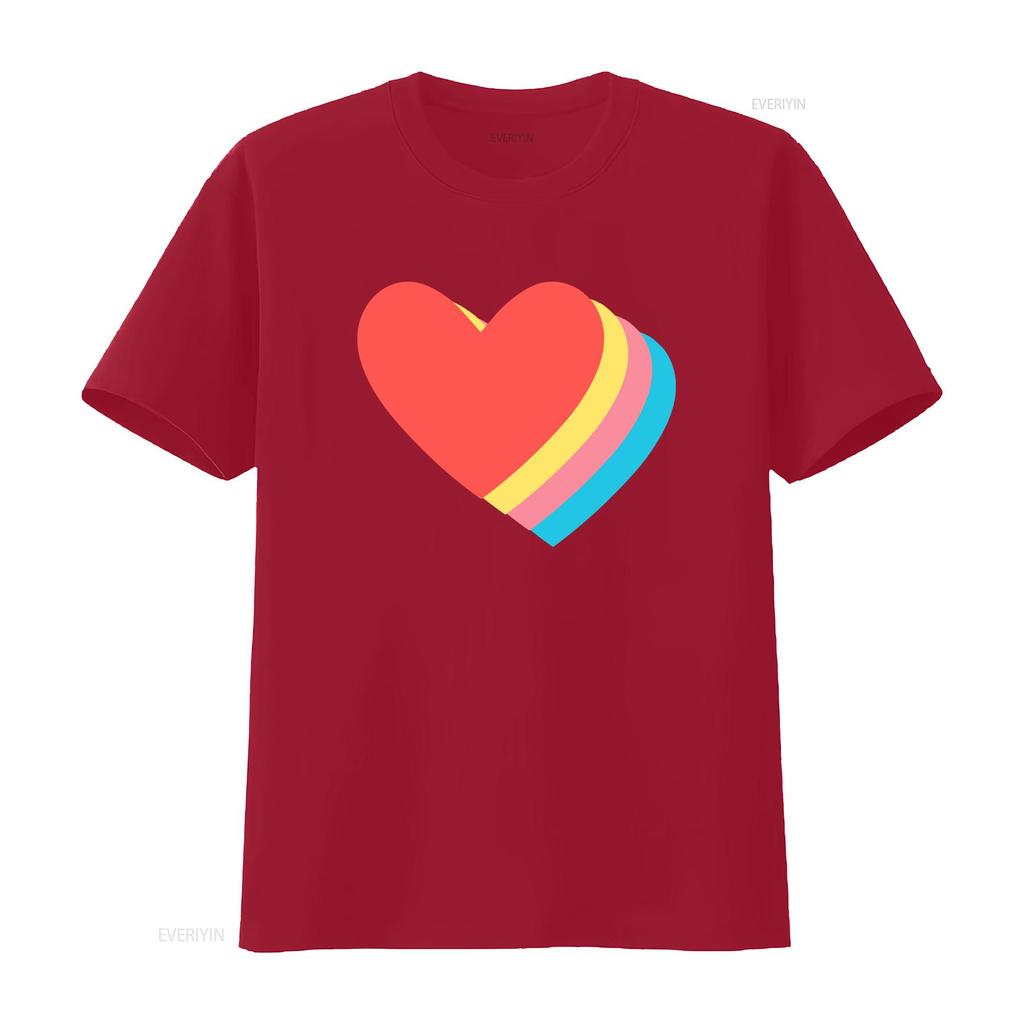 Cute Kawaii Rainbow Layered Heart Print Casual T Shirt Vintage Unisex Streetwear Stylish Graphic Soft Breathable