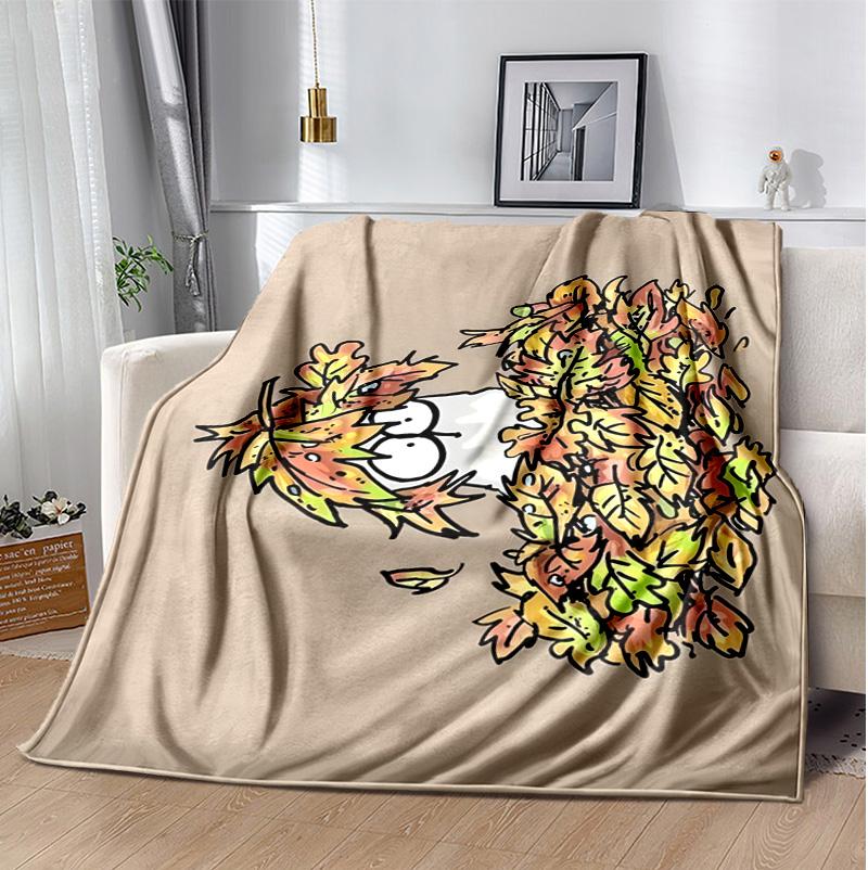 Simon'S Cat Flannel Blanket Soft Warm All-Season Throw, Design for Camping, Car Travel, Hiking Sofa, Bed, Office Perfect Gift for Parties