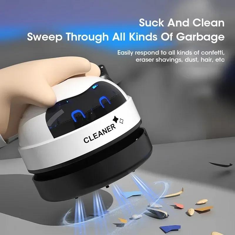 Mini Desktop Vacuum Cleaner Handheld USB Rechargeable Cordless Office Home Desk Sweeper For Keyboard Crumbs Dust Cleaning