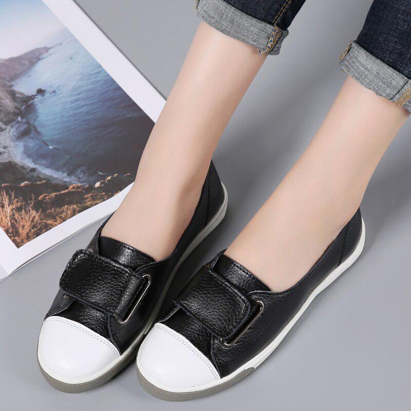Модные женские лоферы на плоской подошве, женские без шнуровки, белые мокасины из натуральной кожи, повседневная обувь