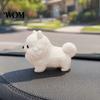 Playful Dog Sculpture 3D Printing Ornament, White Matte Texture Fluffy Figurine, Durable Minimalist Ornament Mini Size Statue, for Home Office
