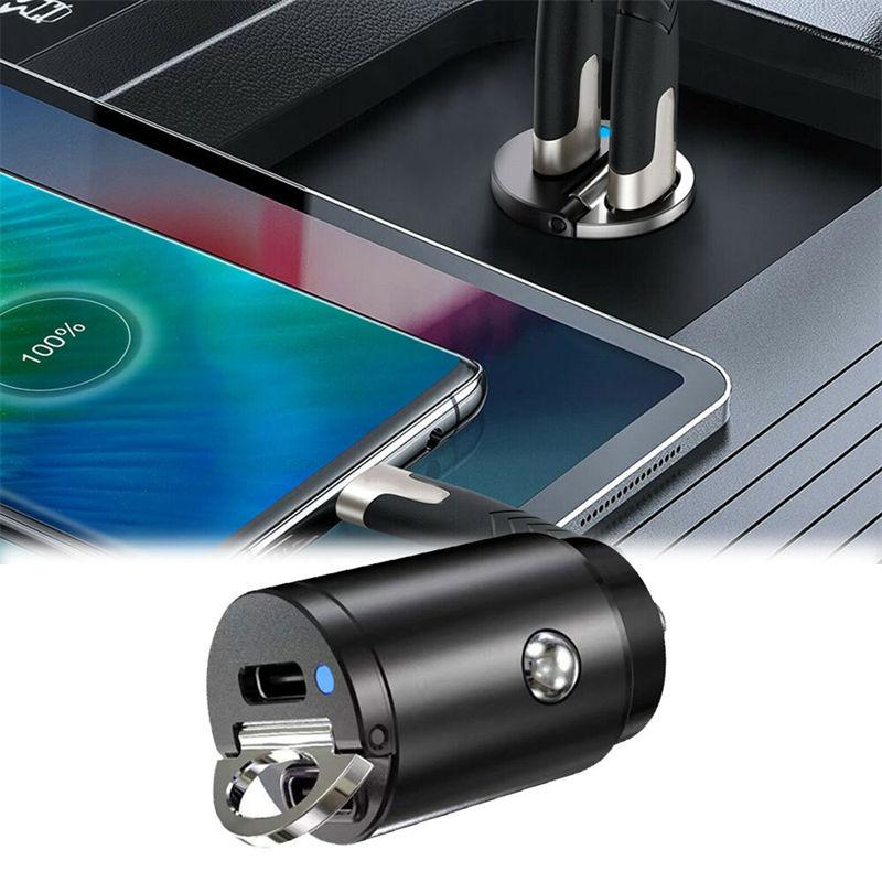 Мини Двойное USB Type-C PD Автомобильное Зарядное Устройство Адаптер Быстрой Зарядки Аксессуары Отделка 30 Вт