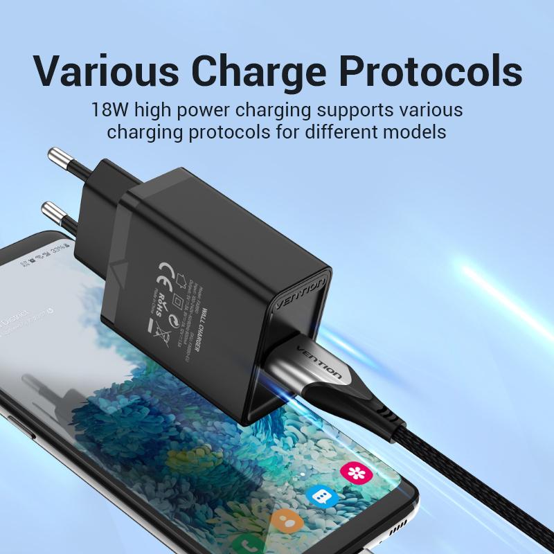 Vention 18W USB Charger USB QC 3.0 USB Quick Phone Charger for Xiaomi Samsung S9 Huawei Fast Wall Charger EU US Adapter